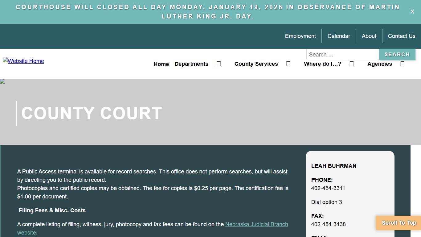 County Court - Madison County Courthouse Nebraska